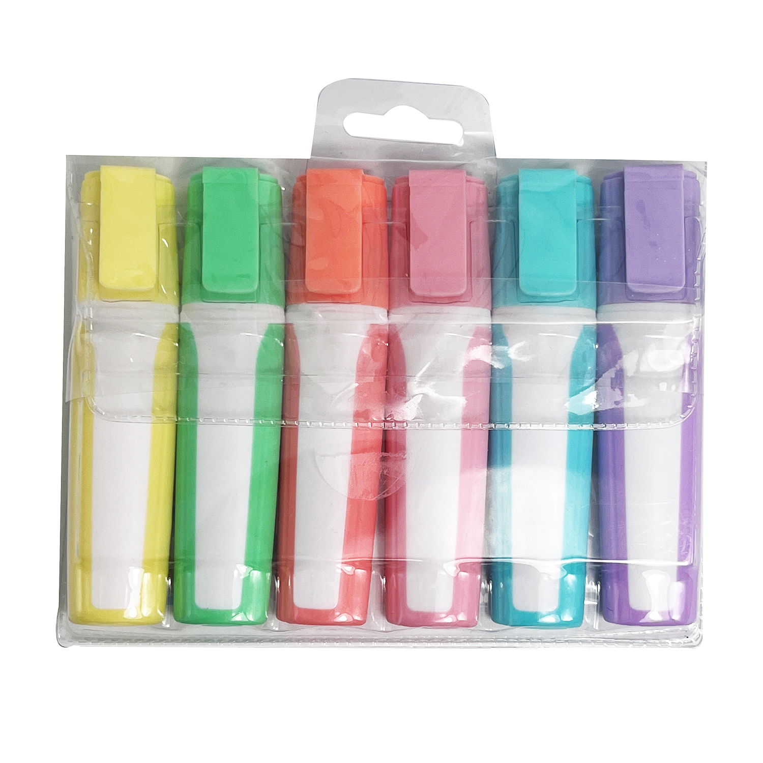 China supplier wholesale 6 colors black custom logo non tonix cute highlighter pen set color highlighter pen marker